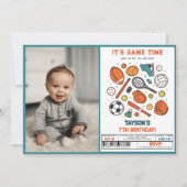 Sports Game Time All-Star 7th Birthday Party | Boy Kaart (Voorkant)