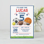 Sports Game Time All-Star Birthday Party Kaart (Staand voorkant)