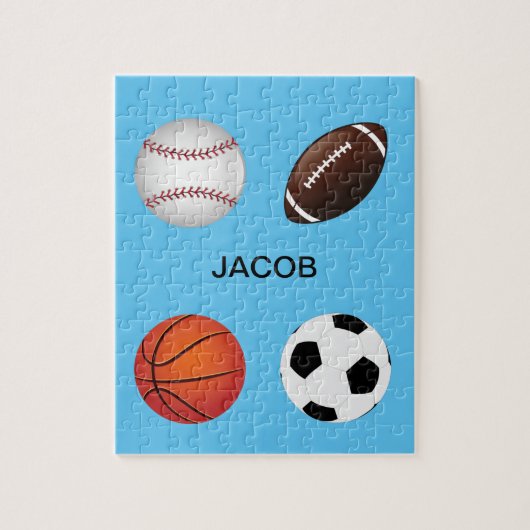 " SPORTS " GEPUBLICEERD MET DE NAAM VAN HET KIND. LEGPUZZEL (Verticaal)