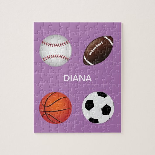 " SPORTS " GEPUBLICEERD MET DE NAAM VAN HET KIND. LEGPUZZEL (Verticaal)