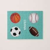 " SPORTS " GEPUBLICEERD MET DE NAAM VAN HET KIND. LEGPUZZEL (Horizontaal)