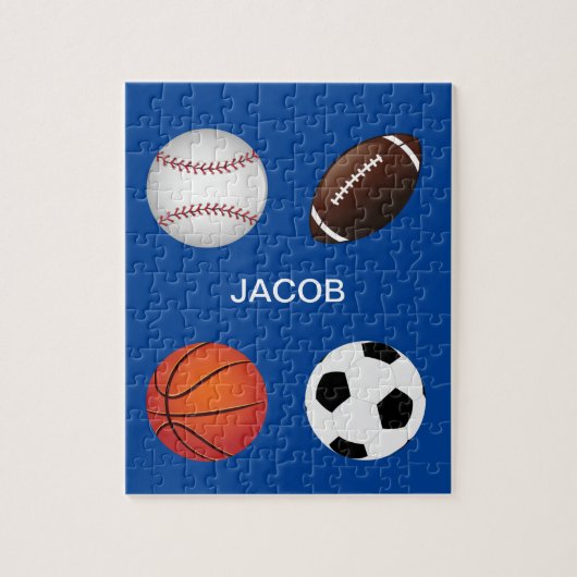 " SPORTS " GEPUBLICEERD MET DE NAAM VAN HET KIND. LEGPUZZEL (Verticaal)