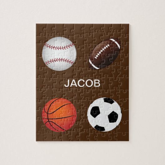 " SPORTS " GEPUBLICEERD MET DE NAAM VAN HET KIND. LEGPUZZEL (Verticaal)