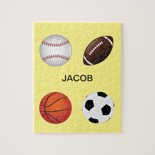 " SPORTS " GEPUBLICEERD MET DE NAAM VAN HET KIND. LEGPUZZEL (Verticaal)