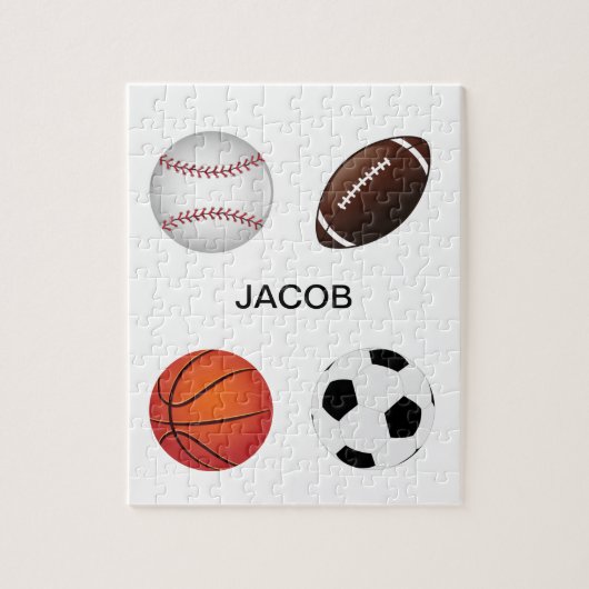 " SPORTS " GEPUBLICEERD MET DE NAAM VAN HET KIND. LEGPUZZEL (Verticaal)