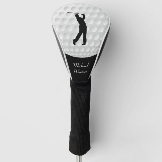 Sports Golfer Male Black Silhouette Golfheadcover (Voorkant)