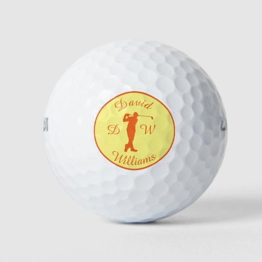 Sports Golfer Male Oranje Silhouette Golf Balls Golfballen (Voorkant)