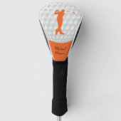 Sports Golfer Male Oranje Silhouette Golfheadcover (Voorkant)