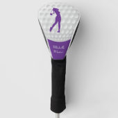 Sports Golfer Vrouw Paars Silhouette Golfheadcover (Voorkant)
