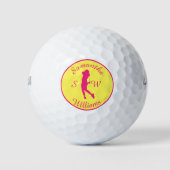 Sports Golfer Vrouw roze Silhouette Golf Balls Golfballen (Voorkant)