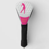 Sports Golfer Vrouw roze Silhouette Golfheadcover (Voorkant)