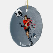 SPORTS High Kick op Voetbalveld Keramisch Ornament (Rechts)