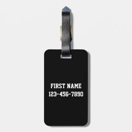 Sports Jersey Black and Gold Stripes Name Number Bagagelabel (Achterkant verticaal)