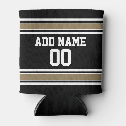 Sports Jersey Black and Gold Stripes Name Number Blikjeskoeler (Voorkant)