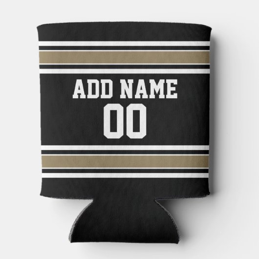 Sports Jersey Black and Gold Stripes Name Number Blikjeskoeler (Achterkant)