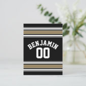 Sports Jersey Black and Gold Stripes Name Number Briefkaart (Staand voorkant)