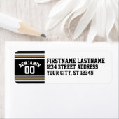 Sports Jersey Black and Gold Stripes Name Number Etiket (Insitu)