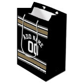 Sports Jersey Black and Gold Stripes Name Number Medium Cadeauzakje (Voorkant Gekanteld)