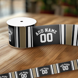 Sports Jersey Black and Gold Stripes Name Number Satijnen Lint