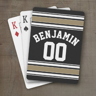 Sports Jersey Black and Gold Stripes Name Number Speelkaarten