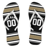 Sports Jersey Black and Gold Stripes Name Number Teenslippers (Voetbed)
