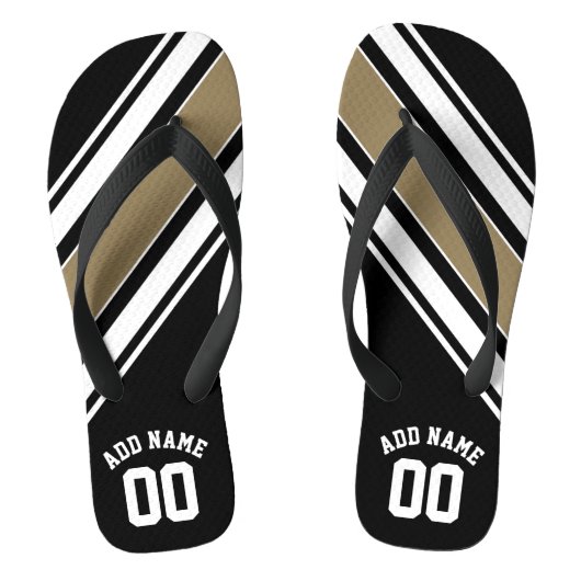 Sports Jersey Black and Gold Stripes Name Number Teenslippers (Voetbed)