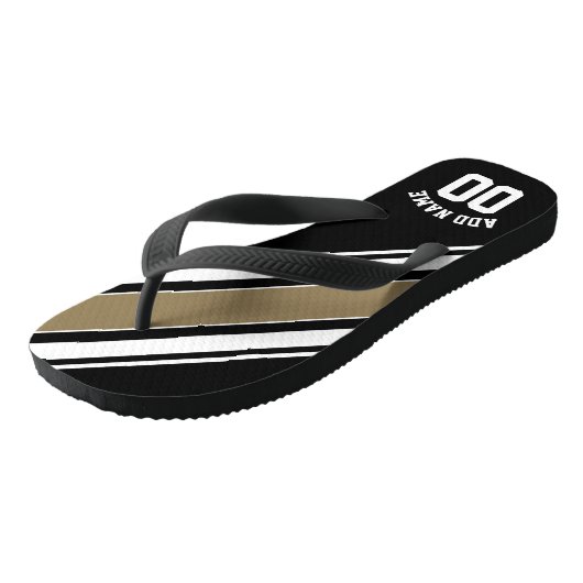 Sports Jersey Black and Gold Stripes Name Number Teenslippers (Schuin)