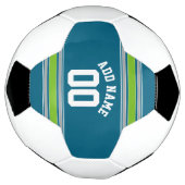 Sports Jersey Blauwgroen en Green Stripes Name Num Voetbal (Gedraaid)