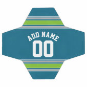 Sports Jersey Blauwgroen en Green Stripes Name Num Voetbal (Enkel)