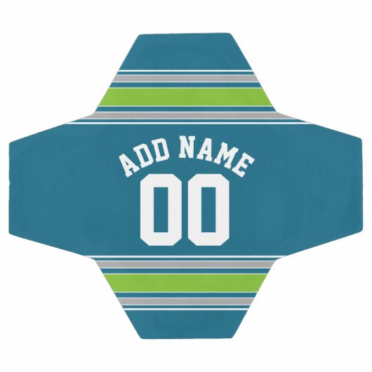 Sports Jersey Blauwgroen en Green Stripes Name Num Voetbal (Enkel)