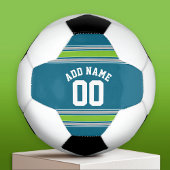 Sports Jersey Blauwgroen en Green Stripes Name Num Voetbal