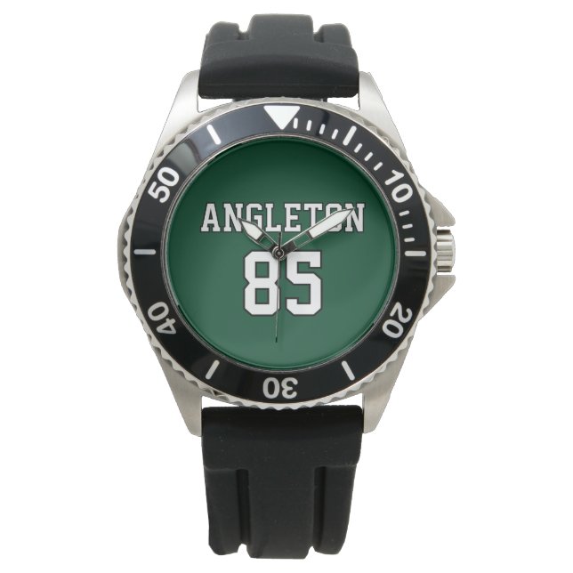 Sports Jersey Inspired Custom Name Number Horloge (Voorkant)