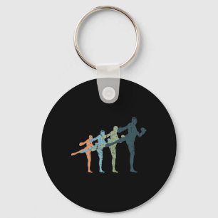 Sports Moeder En Vader Silhouet - Vintage Kickboks Sleutelhanger