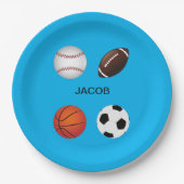 " SPORTS " PAPIEREN BORDEN MET KINDERNAAM. PAPIEREN BORDJE (Voorkant)