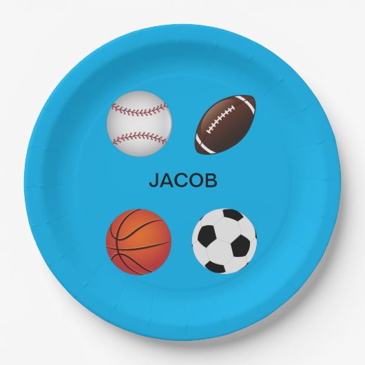 " SPORTS " PAPIEREN BORDEN MET KINDERNAAM. PAPIEREN BORDJE (Voorkant)