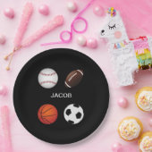 " SPORTS " PAPIEREN BORDEN MET KINDERNAAM. PAPIEREN BORDJE (Feest)