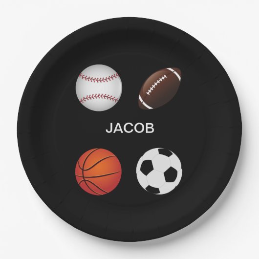 " SPORTS " PAPIEREN BORDEN MET KINDERNAAM. PAPIEREN BORDJE (Voorkant)