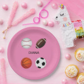 " SPORTS " PAPIEREN BORDEN MET KINDERNAAM. PAPIEREN BORDJE (Feest)