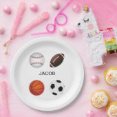 " SPORTS " PAPIEREN BORDEN MET KINDERNAAM. PAPIEREN BORDJE (Feest)