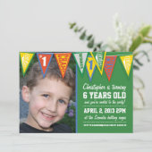 Sports Pennant Birthday Invitation Kaart (Staand voorkant)