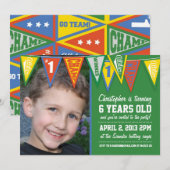 Sports Pennant Birthday Invitation Kaart (Voorkant / Achterkant)