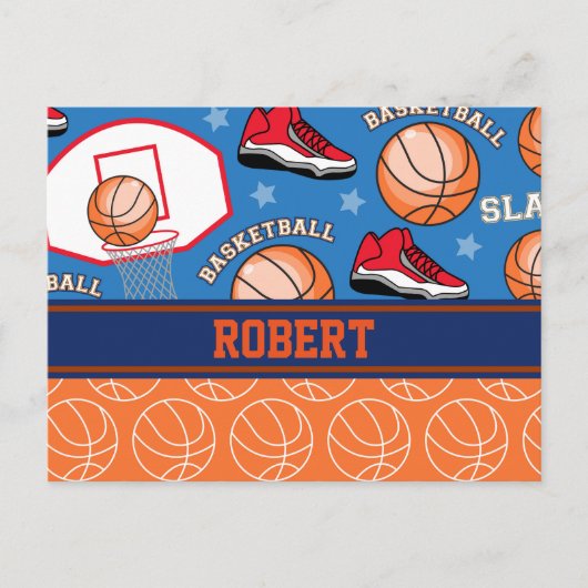 SPORTS Persoonlijke naam Basketball Fan Fun Patter Briefkaart (Voorkant)