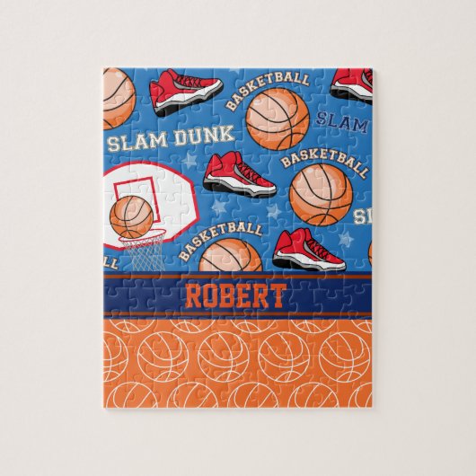 SPORTS Persoonlijke naam Basketball Fan Patroon Legpuzzel (Verticaal)