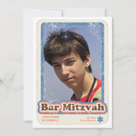 Sports Star Bar Mitzvah Uitnodiging blauw
