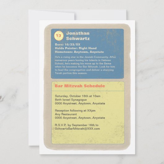 Sports Star Bar Mitzvah Uitnodiging blauw (Achterkant)