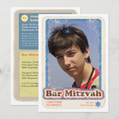 Sports Star Bar Mitzvah Uitnodiging blauw (Voorkant / Achterkant)