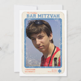 Sports Star Bar Mitzvah Uitnodiging blauw