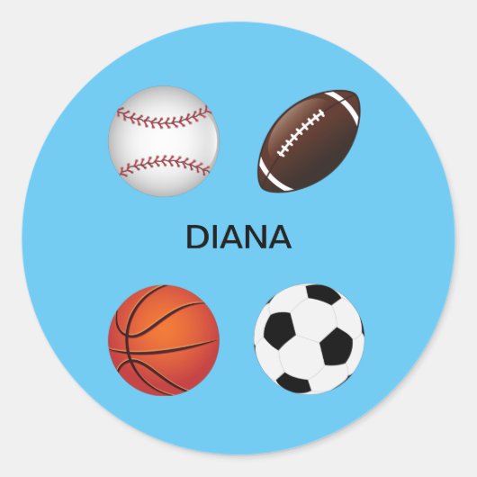 " SPORTS " - STICKERS MET KINDERNAAM. (Voorkant)