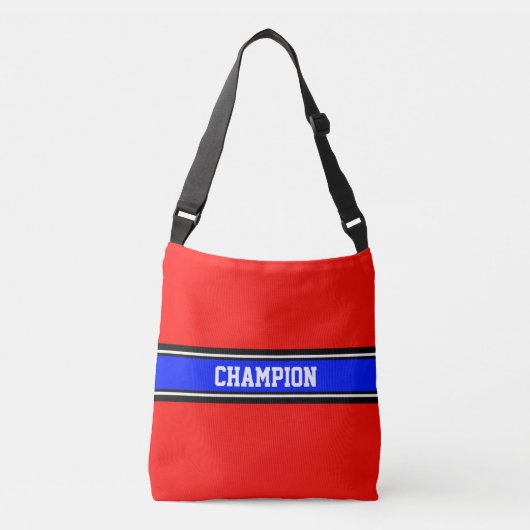 SPORTS STRIPES - koninklijk blauw, zwart, wit Crossbody Tas (Voorkant)