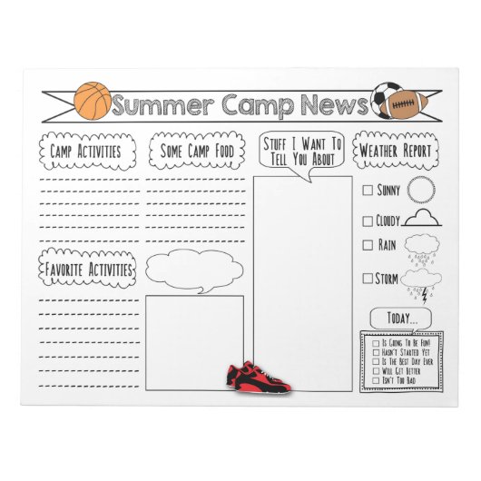 Sports Summer Camp News Notitieblok (Voorkant)